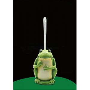 JIUJ Brosse WC compacte pour salle de bain - Porte-brosse WC fantaisie en résine - Motif grenouille - Vert (IFweyiqqy, neuf)