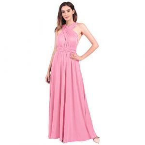 Odizli Robe de soirée pour femme, longue, sexy, festive, dos nu, portefeuille, à bandes multidirectionnelles, robe de demoiselle d'honneur, de fête, de bal, Rose, M (Odizli store, neuf)