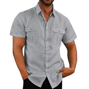Chemise en Lin Homme Manches Longues Été Coton Chemises Henley Shirt de Couleur Unie Leger Respirant Casual de Plage Chemise en Lin Marron Foncé avec Manches Longues Col Mao Homme Respirant Haut Tops (⭐⭐⭐⭐⭐AEGJEGVD⭐⭐⭐⭐⭐, neuf)