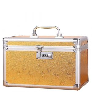 Boîte de maquillage de beauté, étuis à cosmétiques professionnels d'artiste, boîte à outils multicouche de maquillage, organisateur de rangement, sac de valise Pour Fournitures D'ongles(Gold A) (fengqiuchailuo, neuf)