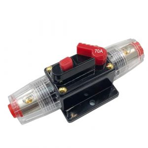 SPTSSWET Porte-fusible pour v&eacute;hicule 70A Disjoncteur en ligne Support de r&eacute;initialisation de fusible 12V-24V DC pour la protection du syst&egrave;me d'onduleur solaire audio pour voiture Syst&egrave;me de (SPTSSWET, neuf)