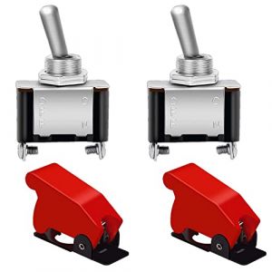 VISSQH 2pcs 12v interrupteur，interupteur bascule 12 volts etanche，2 Positions 2 Broches SPST on/Off ，AC125V 20A / AC250V 15A interrupteur voiture pour Voiture Tableau de Bord （Couverture rouge） (VISSQH, neuf)