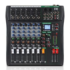 XTUGA CT60 Table de mixage audio professionnelle 6 canaux pour ordinateur, contr&ocirc;leur de son, interface audio avec effet num&eacute;rique, mixeur de studio avec alimentation fant&ocirc;me 48V, entr&eacute;e RCA XLR (XTUGA E-COMMERCE-UK, neuf)