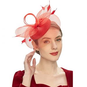 Chapeau bibi Kentuckys Derbys pour fête de thé, bandeau pour bandeaux mélangés (rouge, taille unique) (HanpuStore, neuf)