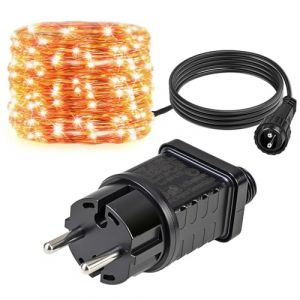 Anrbb Guirlande Lumineuse 10M LED Cuivre Blanc Chaud, Étanche IP44 pour Intérieur Extérieur, Avec Transformateur IP44, Guirlande LED Décorative pour Jardin, Noël, Mariage, Sapin, Lot de 1 (QianGeShengXin, neuf)