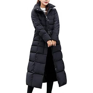 ticticlily Doudoune Manteau Femme Longue &agrave; Capuche Fausse Fourrure Chaud Hiver Automne Parka Manteau Manches Longues Manteaux Couleur Unie pour Femme Noir M (Flowers blossoming, neuf)