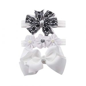 DAY8 3 Pcs Bandeau Cheveux B&eacute;b&eacute; Fille Bapt&ecirc;me Hiver Fleur Bandeau B&eacute;b&eacute; Fille Naissance C&eacute;r&eacute;monie Photographie Noeux Enfant Headband &eacute;lastique F&ecirc;te Cadeau Naissance B&eacute;b&eacute; Anniversaire Pour 0.5-8 Ans (SoLu DAY8, neuf)