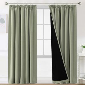 BellaHills 100% Rideaux Occultant 2 Panneaux Tenture,Double Rideaux Occultant et Thermique,pour Maison Salon et Chambre,140x260CM,Vert Sauge (BellaHills, neuf)