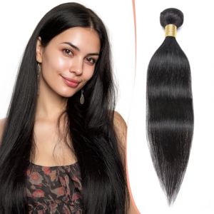 SEGO Tissage Naturel Cheveux Humain - Extension Tissage Lisse Naturel Rajout Tissage Br&eacute;silienne Afro - 25cm 1B#Noir Naturel (Lenka Fashion Mode, neuf)