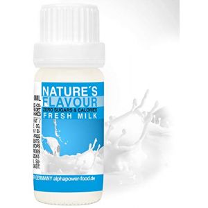 ALPHAPOWER FOOD Arôme alimentaire naturel lait frais I liquide - gouttes aromatisantes et édulcorant sans sucre, 1x10ml goût délicieux, vegan liquid sweetener Flavour Drops, Flavdrops (ALPHAPOWER FOOD, neuf)