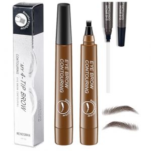 Bifurcated Eyebrow Pencil, Microblading Eyebrow Pencil Waterproof, Magic 4-Tip Microblading Eyebrows Pen 4 Fork Tip Tattoo Pencils, Natural Looking Brows Makeup Eye Brow Pencils (Light Brown) (shuangfeis, neuf)