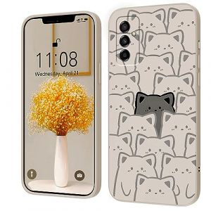 Coque Souple en Silicone Compatible avec Samsung Galaxy M23 5G - [Chat Motif] Housse de Protection Cr&eacute;ative Anti-Chute &Eacute;tui,Blanc (hdq EU, neuf)