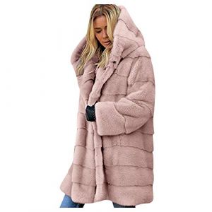 G&eacute;n&eacute;rique Manteau en Fausse Fourrure pour Femme, Automne Hiver Chaud polaire femme zipp&eacute;e Veste &agrave; Capuche Pelucheux Shaggy Pardessus,Veste Femme R&eacute;versible en Fausse Fourrure avec col en Fourrure (Qingyak, neuf)