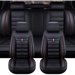 GSDOMJ Housses de siège de voiture pour Land Rover Range Rover Sport Range Rover 4 Disy Sport Discovery Rot Cuir véritable imperméable et respirant 5 places Noir rouge (Genius -Store, neuf)