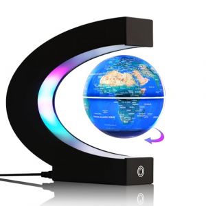 Globe Flottant Magn&eacute;tique avec Lumi&egrave;res LED 7 Couleurs, Rotation 360&deg;, Lampe Carte du Monde, Veilleuse &Eacute;ducative STEM, D&eacute;co Bureau Moderne et Cadeau Original pour Enfants et Adultes (cmeng, neuf)