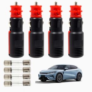 4Pcs Prise Allume Cigare Male 12V-24V Allume Cigares Fiche Universelle, Prise Fiche Male Allume Cigare avec 10A Fusible pour Car Moto Camping Voiture Bateau, Étamage Aléatoire et Connexions Vissées (ShiHuoXin, neuf)