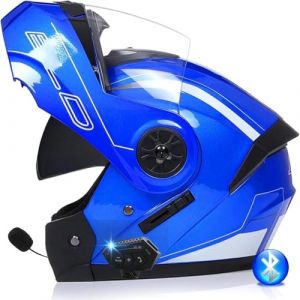 Casque De Moto Bluetooth, Homologu&eacute; ECE Casque Modulaire &Agrave; Bascule for Femmes Et Hommes avec Double Visi&egrave;re, Microphone Haut-Parleur Et Suppression du Bruit(9,M=57~58CM) (jishundianzishangwu, neuf)