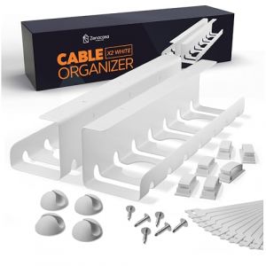 Zenacasa Chemin de Cable (Set de 2) en Acier Blanc - Montage Facile - Cable Management Solide et Pratique (BMS France, neuf)