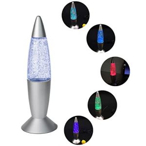 Cdycam Lampe à lave à paillettes LED vintage avec éclairage de fusée USB multicolore changeant de couleur pour enfants, garçons, filles, chambre adulte Moderne Light Argenté (Cdycam, neuf)