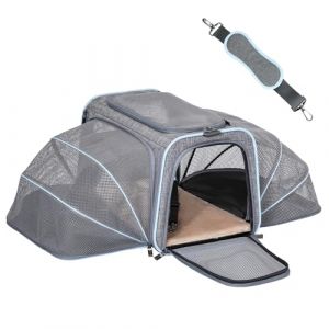 Petsfit Sac de transport pliable pour chat et chien, extensible avec bandoulière - Sac de transport pour chien - Tissu Oxford pour chat et chien - M/gris/double face (Petsfit-UK, neuf)