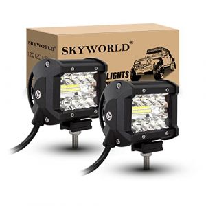 SKYWORLD 2Pcs 4 Pouces 10 cm 60W Phare de Travail led 12V 24V projecteur lumi&egrave;re Spot inondation Feux de Travail Etanche IP67 Rampe de Phare led pour 4X4 Voiture Camion Tracteur SUV Bateau (SKYWORLD-EU, neuf)