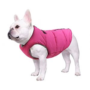 Geyecete Manteau d'hiver pour Chien en Coton rembourré,Vêtements Doudoune pour Chien Français Bouledogue,Gilet Veste avec Trous de Harnais pour Bouledogue/Anglais Bouledogue-Rose-M (PetHuiy, neuf)