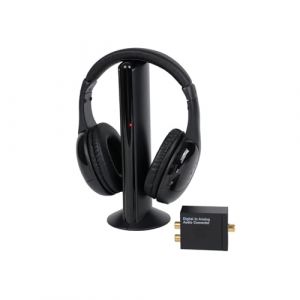 Queemie Casque TV sans Fil, Radio FM & Moniteur, Casque sans Fil avec D&eacute;Codeur Num&eacute;Rique, Casques Supra-Auriculaire pour Adultes et Personnes &acirc;G&eacute;Es, Compatible avec L'Ordinateur TV (queemie, neuf)