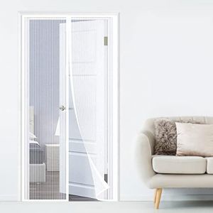 AMZERO Moustiquaire Porte MagnéTique, 180x220cm Moustiquaire de Porte Anti Insecte Mouche Moustique Installation Facile pour Couloirs Portes Patio, Blanc A (AMZERO Store, neuf)