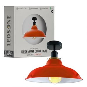 LEDSone Plafonnier industriel semi-encastr&eacute; &Eacute;clairage de plafond Abat-jour conique en m&eacute;tal Support de lampe base E27 Style vintage &Eacute;clairage de plafond pour salon couloir plafond M&eacute;tal grand (LEDSONE, neuf)