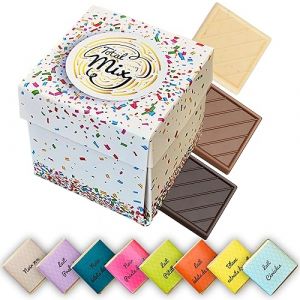 Coffret de Chocolats - Boîte de 40 Carrés de Chocolat - 8 Saveurs à Déguster ou Offrir - Chocolats au Lait et Noir - 100% Pur Beurre de Cacao - Fabriqué en France par Chocolat de Mariage - 200 Gr (Chocolats Personnalisés, neuf)