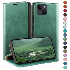 HUOUH Coque pour iPhone 15 Plus 6.7" avec RFID Blocage Etui à Rabat en Cuir de Premium,Fentes pour Cartes,Coques de Case,Cover à Rabat pour Apple 15 Plus Portefeuille Vert Clair (Marketing Enhance Shop, neuf)