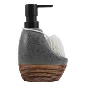 PACKOVE Distributeur De Savon Liquide C&eacute;ramique Flacon &agrave; Pompe Pour Salle De Bain Ou Cuisine Avec Porte-&eacute;ponge Int&eacute;gr&eacute; Pour Shampoing Ou Gel Douche (Spring TU, neuf)