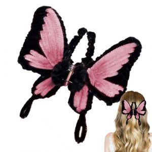 Pince &agrave; cheveux - Papillon - Accessoire de coiffure antid&eacute;rapant - Grande poign&eacute;e durable pour cheveux &eacute;pais et fins - Porte-cheveux r&eacute;tro mignon pour un port s&ucirc;r toute la journ&eacute;e - Parfait pour les (JinForge, neuf)