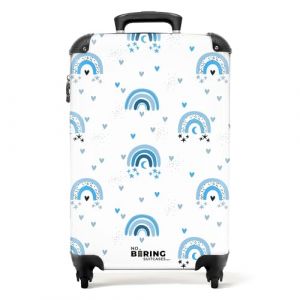 NoBoringSuitcases.com Valise Enfant, Valise Cabine, Valise Enfant Garcon, Bagages Enfant, Valise Enfant Roulette, Valise Petite, Valise Garcon, Valise Cabine 55x35x25cm (Motif Arc-en-Ciel - Bleu) (NoBoringSuitcases, neuf)