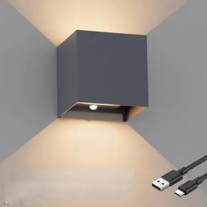 Coinmit LED Applique murale à piles avec détecteur de mouvement, 3000K Applique murale sans fil avec faisceau ajustable, Applique murale d'intérieur. Anthracite (Coinmit, neuf)