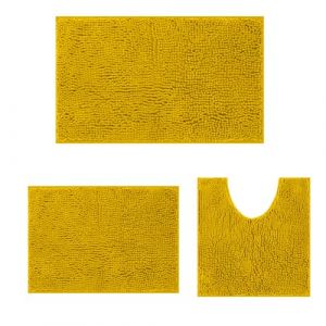COMPOLICY Ensemble de tapis de bain 3 pi&egrave;ces - Ensemble de tapis de bain doux avec surface antid&eacute;rapante, tapis de bain en chenille absorbants pour salle de bain, toilettes et douche - Lavable en (longhuadianzi, neuf)