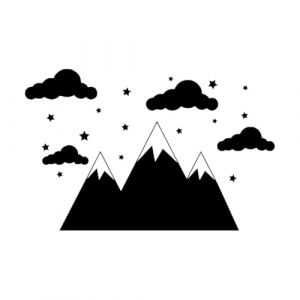 Autocollant de montagne, autocollant de nuage, &eacute;toile, d&eacute;coration de chambre d'enfant, autocollants de d&eacute;coration murale amovibles, chambre d'enfant-S-42x58cm-Black (LIUJIAHAO Sticker, neuf)