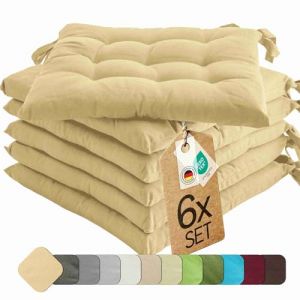 et&eacute;rea Coussin de Chaise de Jardin 40x40 chaises Exterieur Galette de Chaise Coussins int&eacute;rieur 6 Pi&egrave;ces de Coussins 40 x 40 cm Beige (Magita France, neuf)