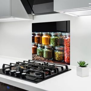 ARTHUB® Crédence de Cuisine en Verre 60x60 cm, Kitchen Spice Up | Protection Contre Les éclaboussures, Revêtement Mural en Carreaux, Plaque en Verre, Verre trempé, Aliments, Épices (ARTHUB - wall decor, neuf)