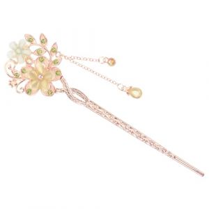 minkissy &Eacute;l&eacute;gante Baguette Cheveux Verte avec Pendentif Fleur et Accessoire Floral Classique pour Femmes &Eacute;pingle Chinoise D&eacute;corative pour Chignons Longs (Master Self, neuf)
