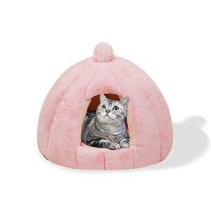 Galatée Lit De Grotte pour Chat, Lit De Coussin De Chat Lavable, Lit pour Animal De Compagnie avec Coussin Intérieur Lavable Amovible, Igloo De Chat en Peluche Doux Et Confortable(M, Rose) (REGISTERED COMMERCE S.R.L., neuf)