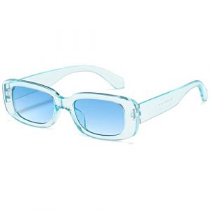 kimorn Rectangulaire Lunettes de Soleil pour Femmes Hommes Tendance R&eacute;tro Mode Lunettes 90's Vintage UV 400 Protection Carr&eacute; Fram K1200 (Monture bleue transparente Lentille bleue, 65) (kimorn, neuf)