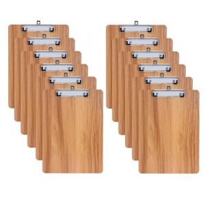GUOKOFF 12 Pièces Porte-bloc A4 en Bois avec Pince, Planchettes à Pince pour Papier d'Écriture, Memo des Dossiers, Porte Document avec Clip (hong jiu jiu mao yi, neuf)