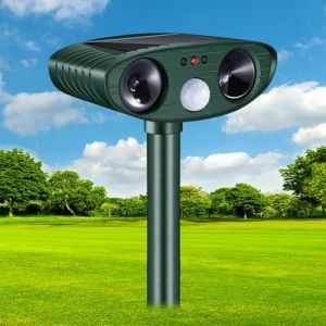 Repulsif Chat Solaire, Repulsif Chat Ultrason Exterieur & Répulsif Ultrason Anti Rongeurs Étanche avec Détecteur de Mouvement, Animaux de Jardin Répulsif Chat pour Anti Chats Chiens Souris Ratons (Longtingdianzi, neuf)