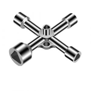 YUVKIN Clé Universelle Multifonctionnelle pour Poubelle, Armoire Électrique, Radiateur, Croix 4 Côtés, Clé Triangle, Clé Pompier, Clef Passe Partout, Croix Roue Voiture (HerEdit, neuf)