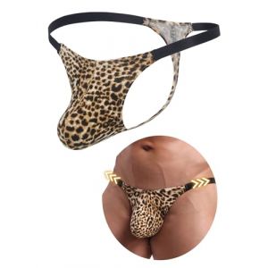 comeondear String Homme Jockstrap Grande Taille Slip Taille Basse sous-V&ecirc;tements Stretch Confortable L&eacute;opard,L (ComeonDear, neuf)