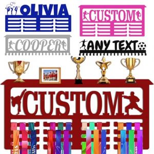 Porte Médaille Personnalisé avec Prenom Logo Présentoir à Medaille Personnalisée pour Football Gymnastique Judo Ballet Enfant Garçon Fille Cadeau Personnalisé Présentoir de Sport en Méta, Rogue (Lokfun, neuf)