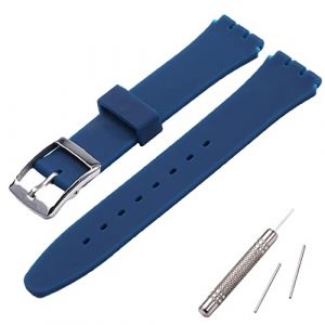 MCXGL Bracelet de rechange pour montre Swatch 17 mm en silicone &eacute;tanche avec boucle en acier inoxydable, 17 mm, silicone, quartz artificiel (MCXGL, neuf)