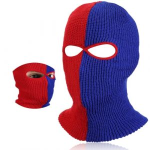 BBTO Balaclava à 2 Trous Masque de Ski Tricoté Balaclava Intégral en Tricot Couvre-Visage à 2 Trous Cagoule Intégrale d'hiver pour Sports Ski Moto Vélo Extérieur(Rouge et Bleu,Style Classique) (Bomelvoo FR, neuf)
