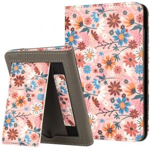 MOKASE Étui Compatible avec Nouvel 6 Pouces Kindle 11ème Génération 2022 2024 Libération (Modèle: C2V2L3 RS23CV), Housse en Cuir PU, Automatique Réveil/Sommeil & Dragonne & Fente, Matisse Daisy (MOKASE, neuf)